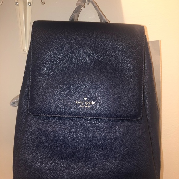 Kate Spade Wilder Grey St. Pebble Backpack NAVY - Picture 2 of 5